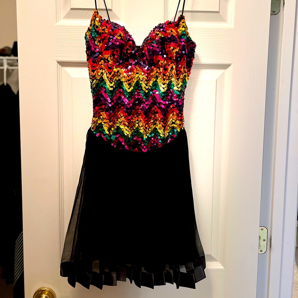 Karen Okada Climax vintage rainbow sequin dress